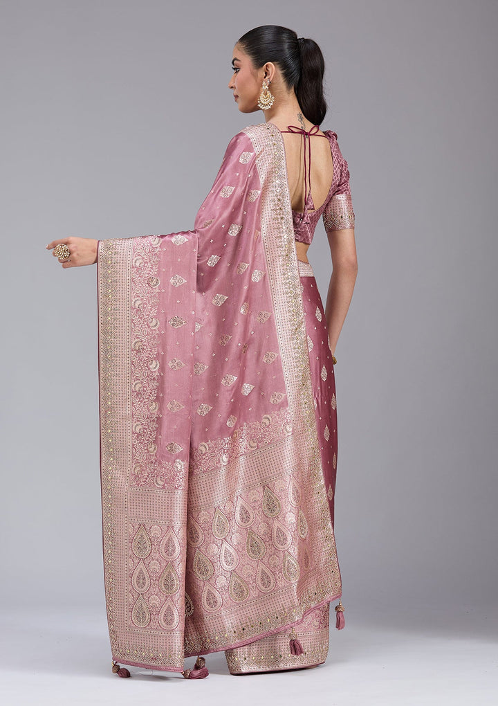 Mauve Stonework Silk Saree_koskii