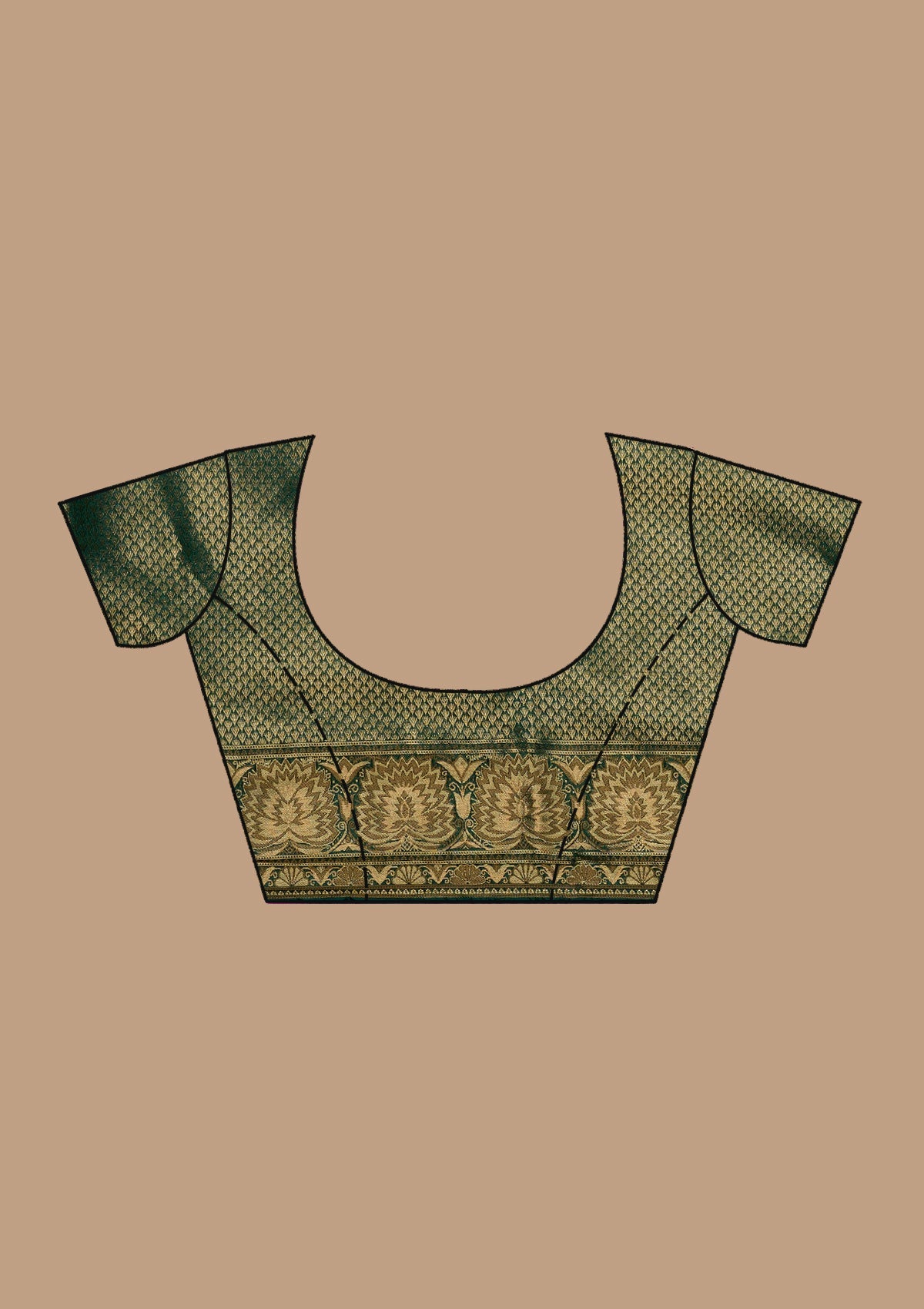 Bottle Green Banarasi Silk Saree-koskii