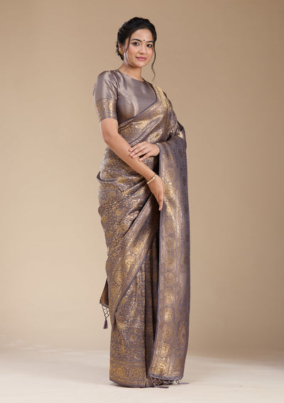 Lavender Banarasi Silk Saree-koskii