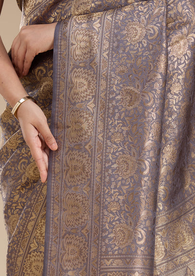 Lavender Banarasi Silk Saree-koskii