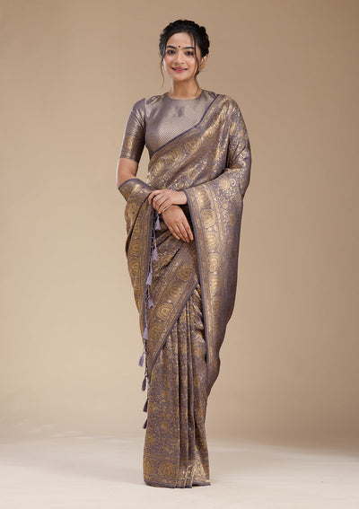 Lavender Banarasi Silk Saree-koskii