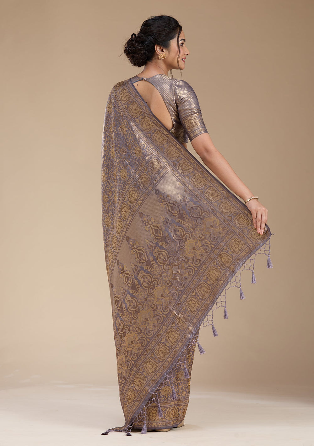Lavender Banarasi Silk Saree-koskii