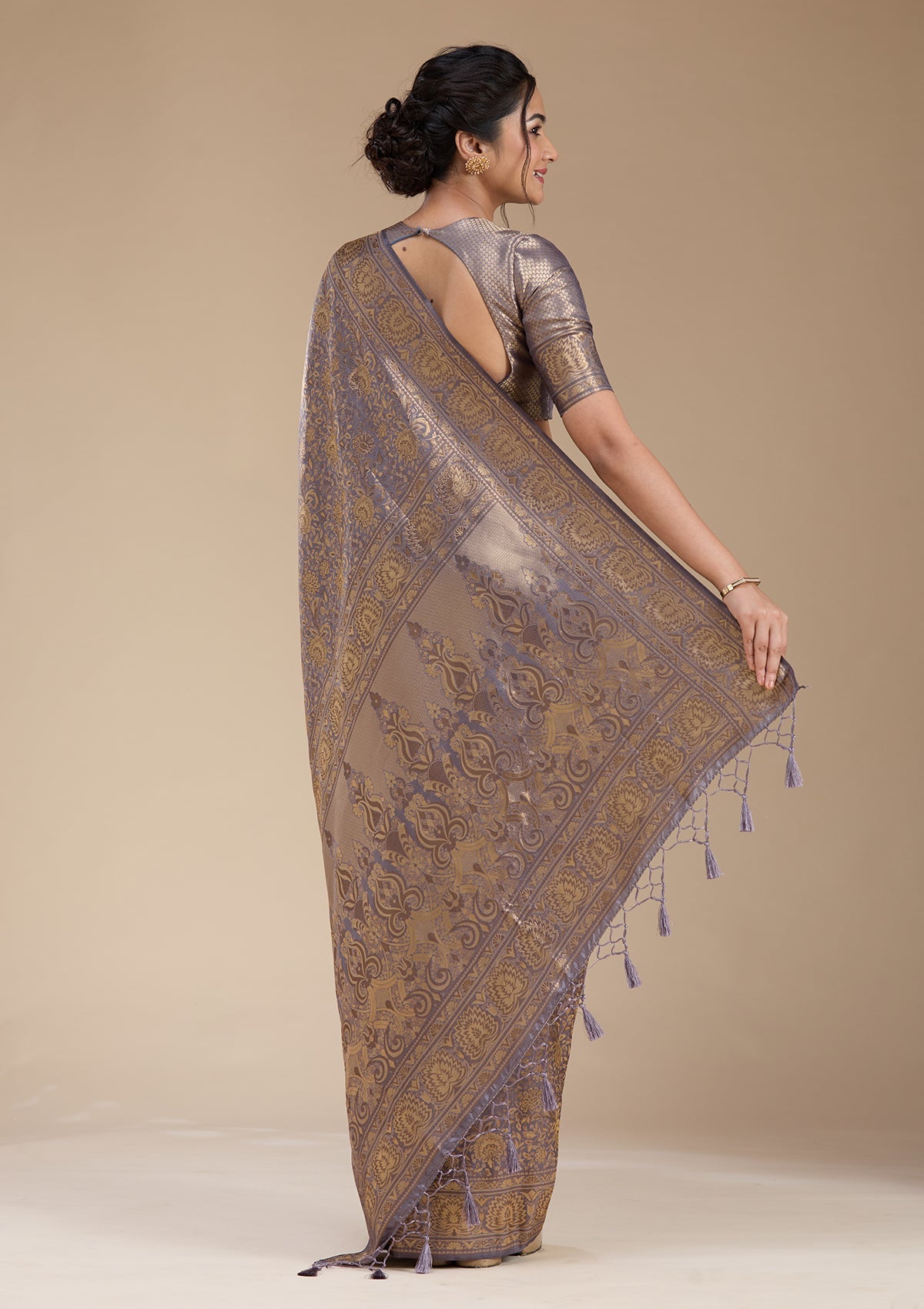 Lavender Banarasi Silk Saree-koskii