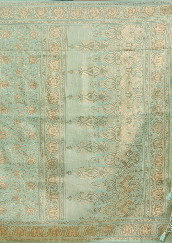 Sky Blue Banarasi Silk Saree-koskii