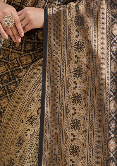 Black Banarasi Silk Saree-koskii