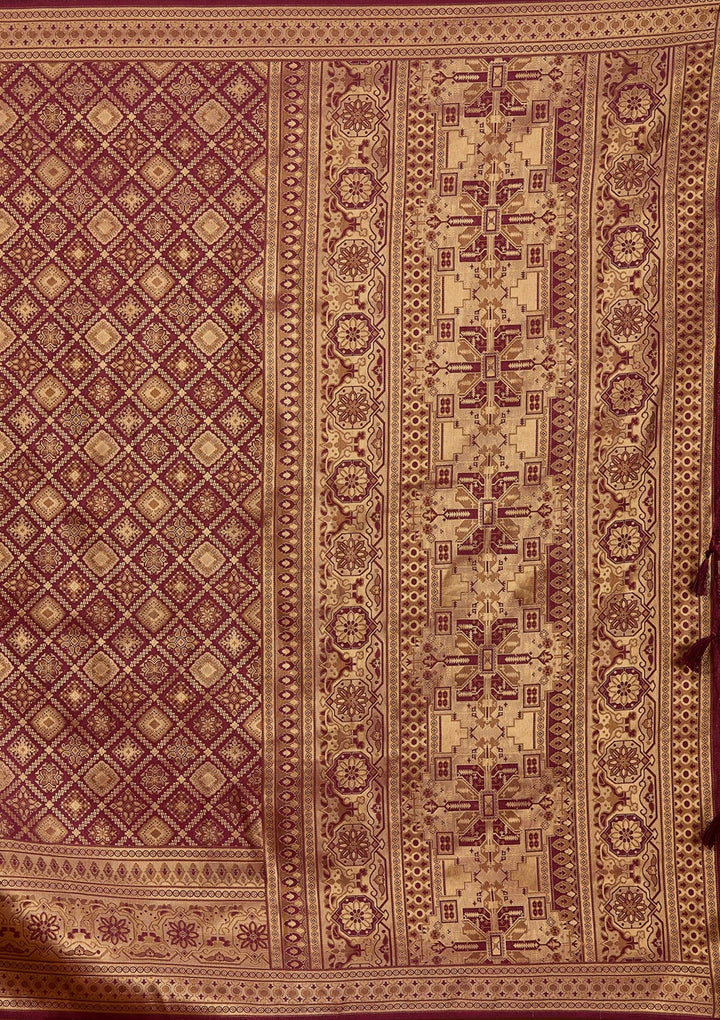 Maroon Zariwork Art Silk Saree-Koskii