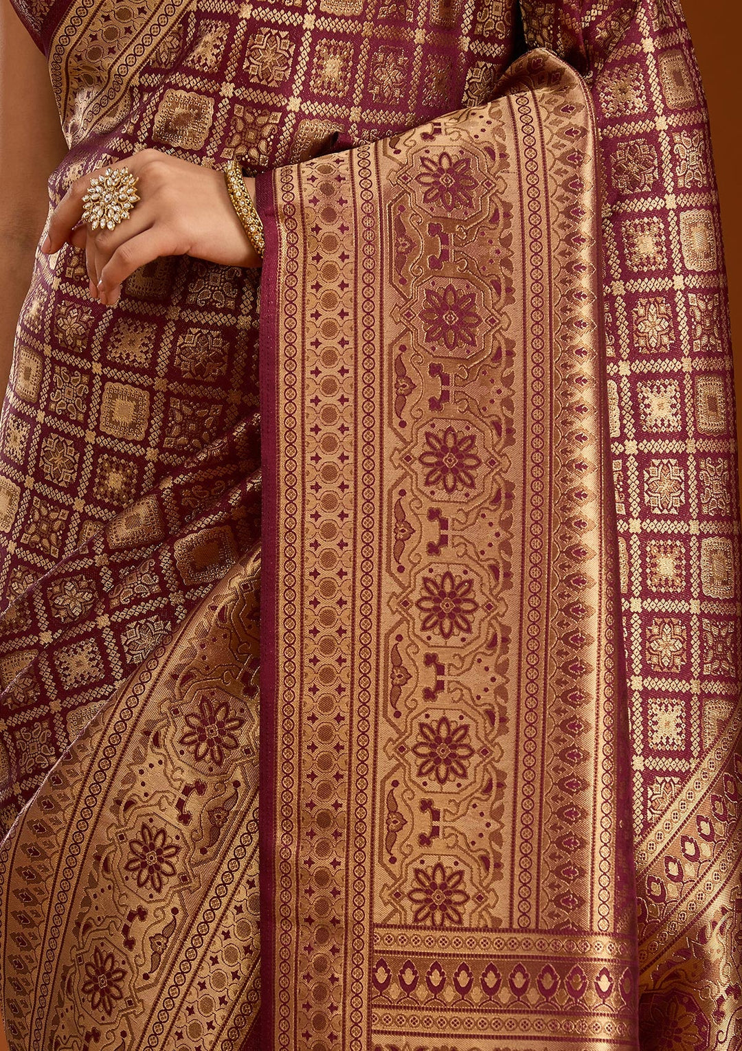 Maroon Zariwork Art Silk Saree-Koskii