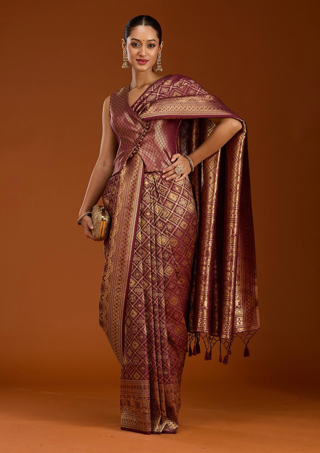 Maroon Zariwork Art Silk Saree-Koskii