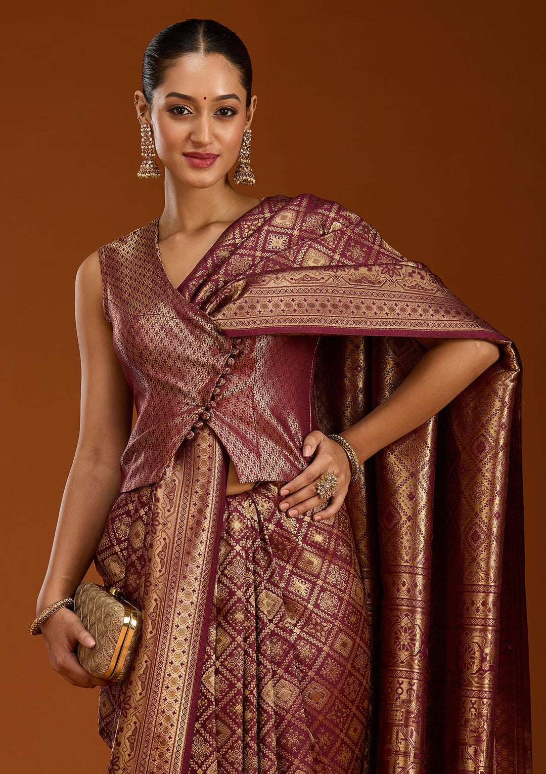 Maroon Zariwork Art Silk Saree-Koskii