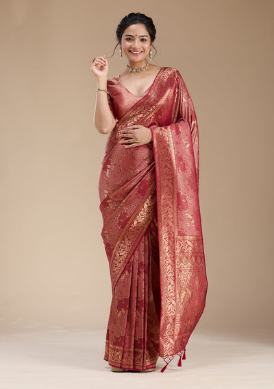 Maroon Banarasi Silk Saree-koskii