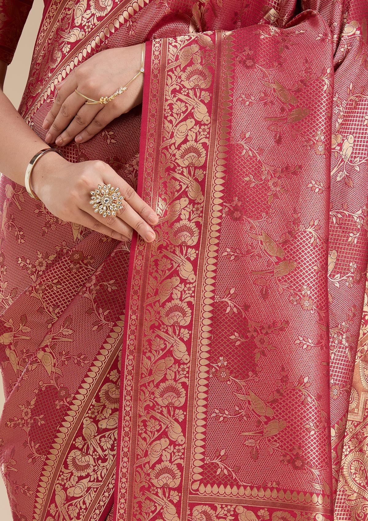 Maroon Banarasi Silk Saree-koskii
