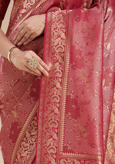 Maroon Banarasi Silk Saree-koskii