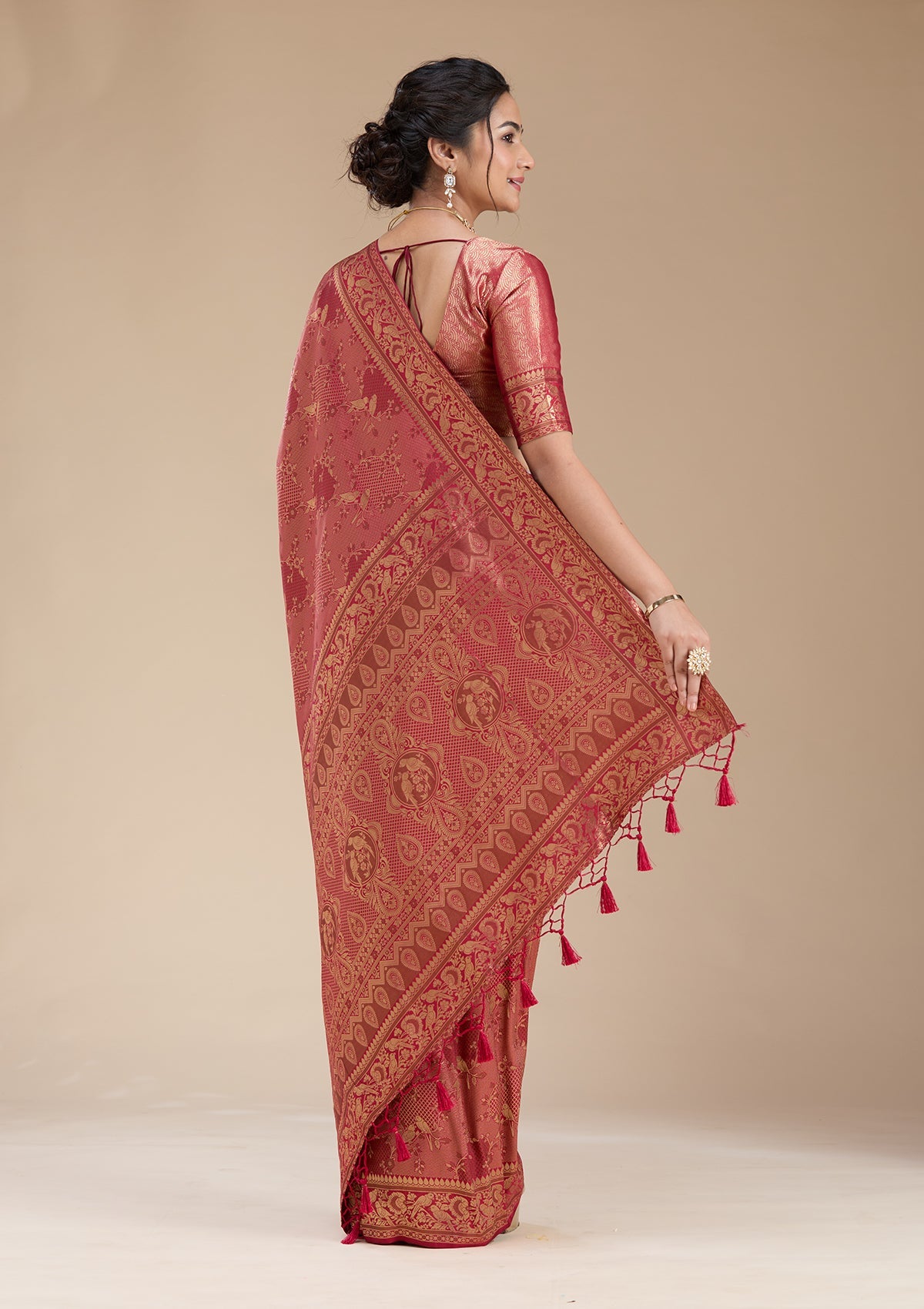 Maroon Banarasi Silk Saree-koskii