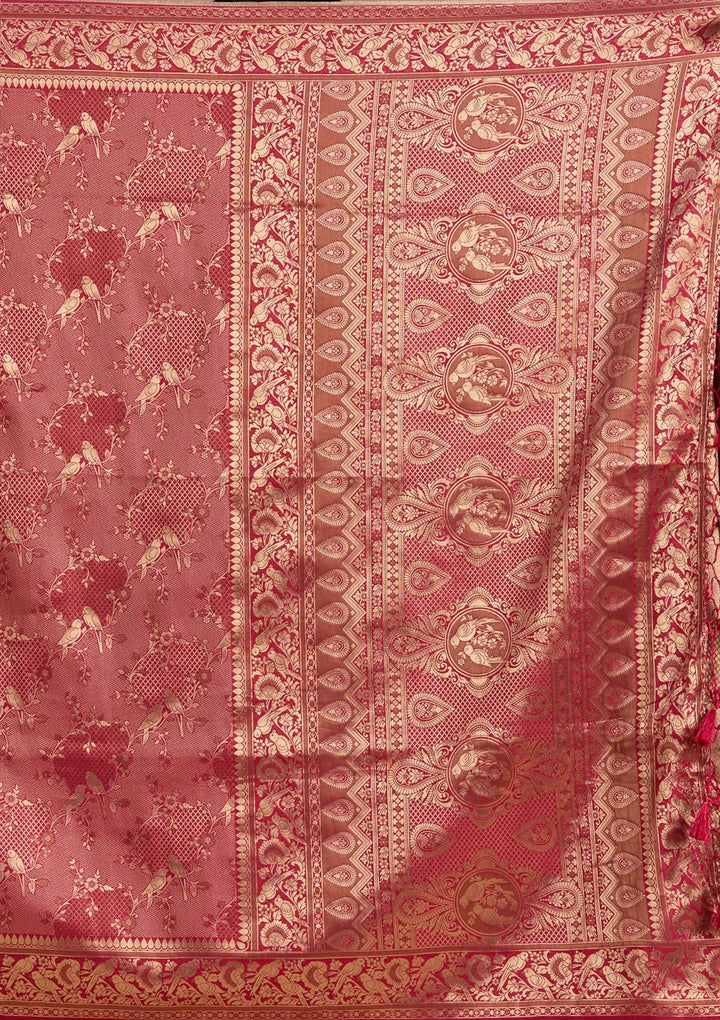 Maroon Banarasi Silk Saree-koskii