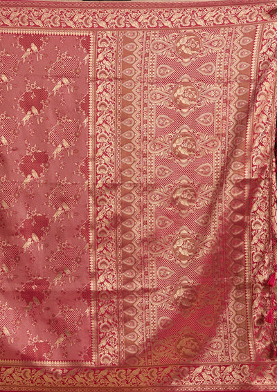 Maroon Banarasi Silk Saree-koskii