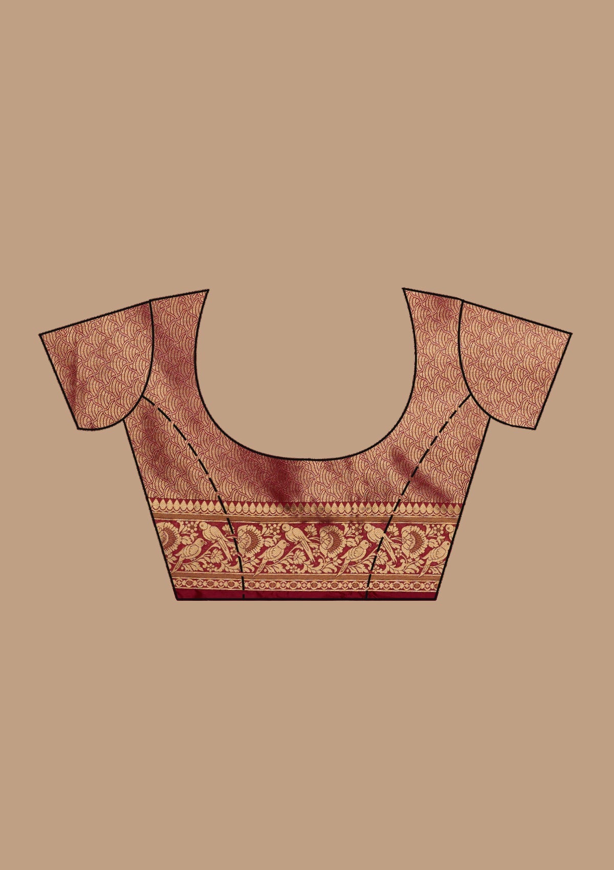 Maroon Banarasi Silk Saree-koskii