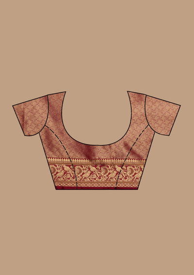 Maroon Banarasi Silk Saree-koskii