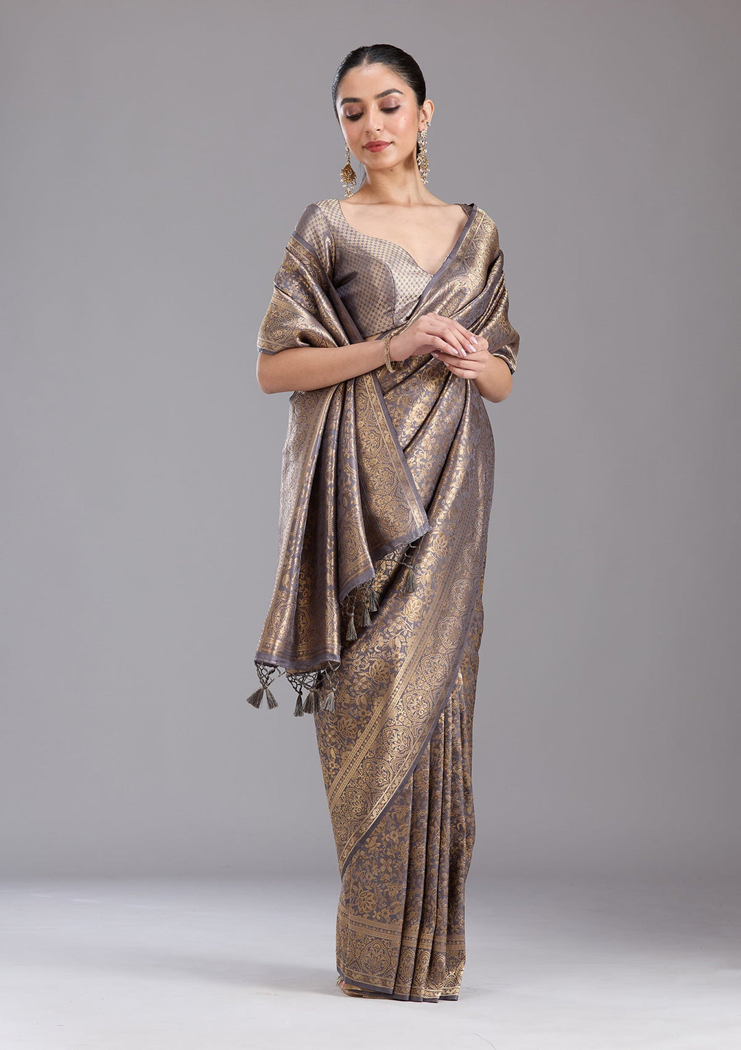 Lavender Zariwork Art Silk Saree-koskii