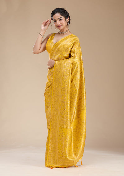 Mustard Banarasi Silk Saree-koskii