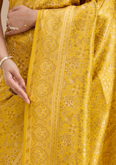 Mustard Banarasi Silk Saree-koskii