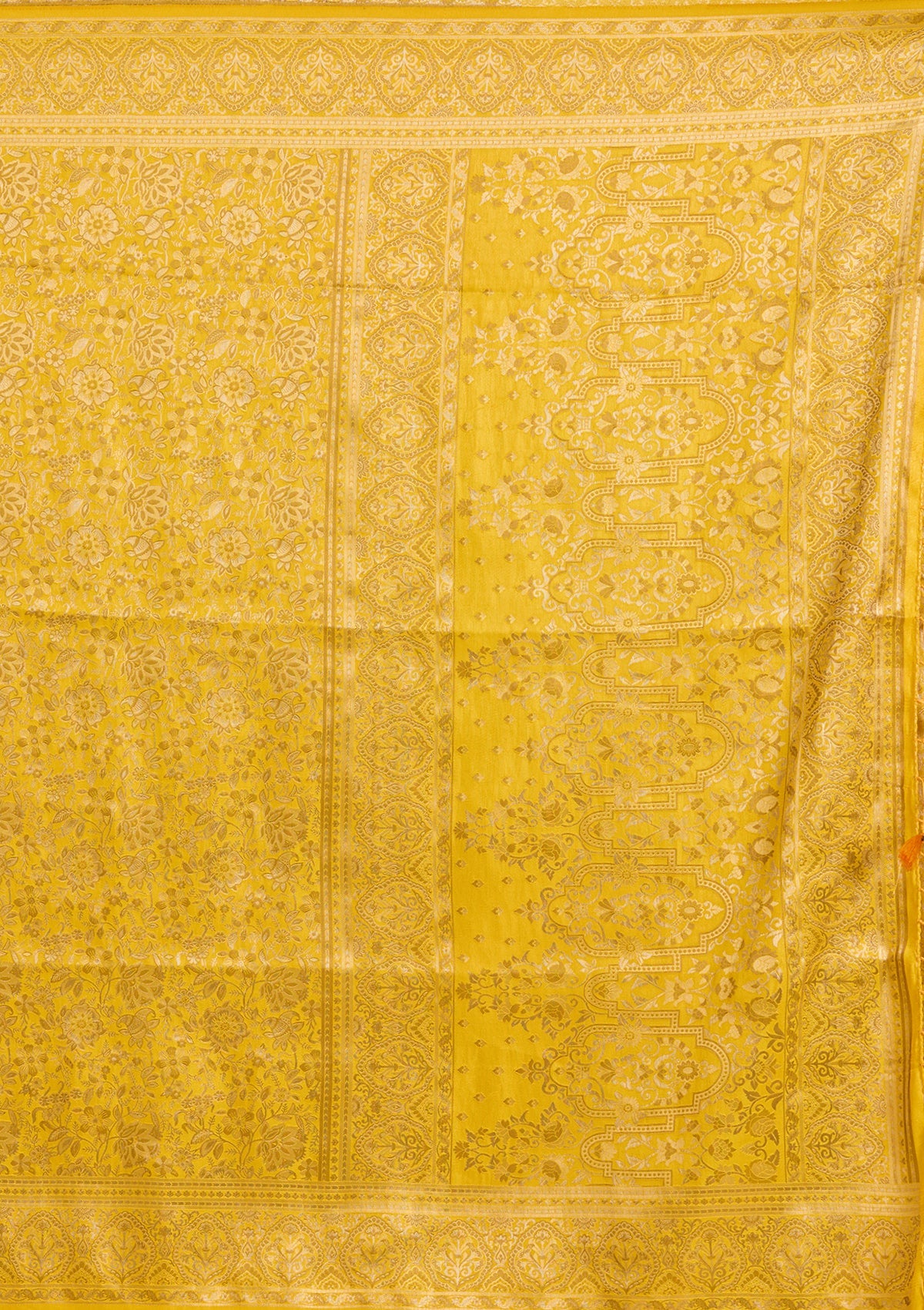 Mustard Banarasi Silk Saree-koskii
