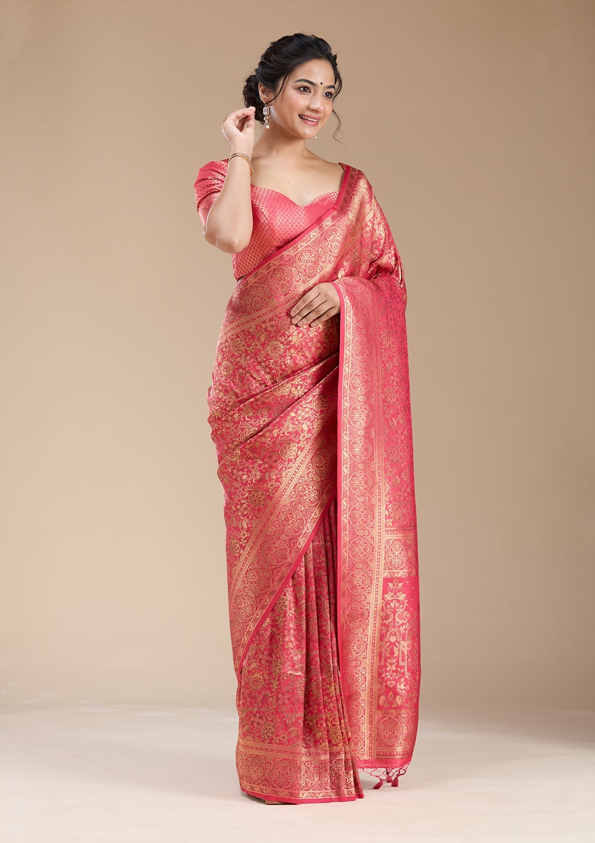 Red Banarasi Silk Saree-koskii