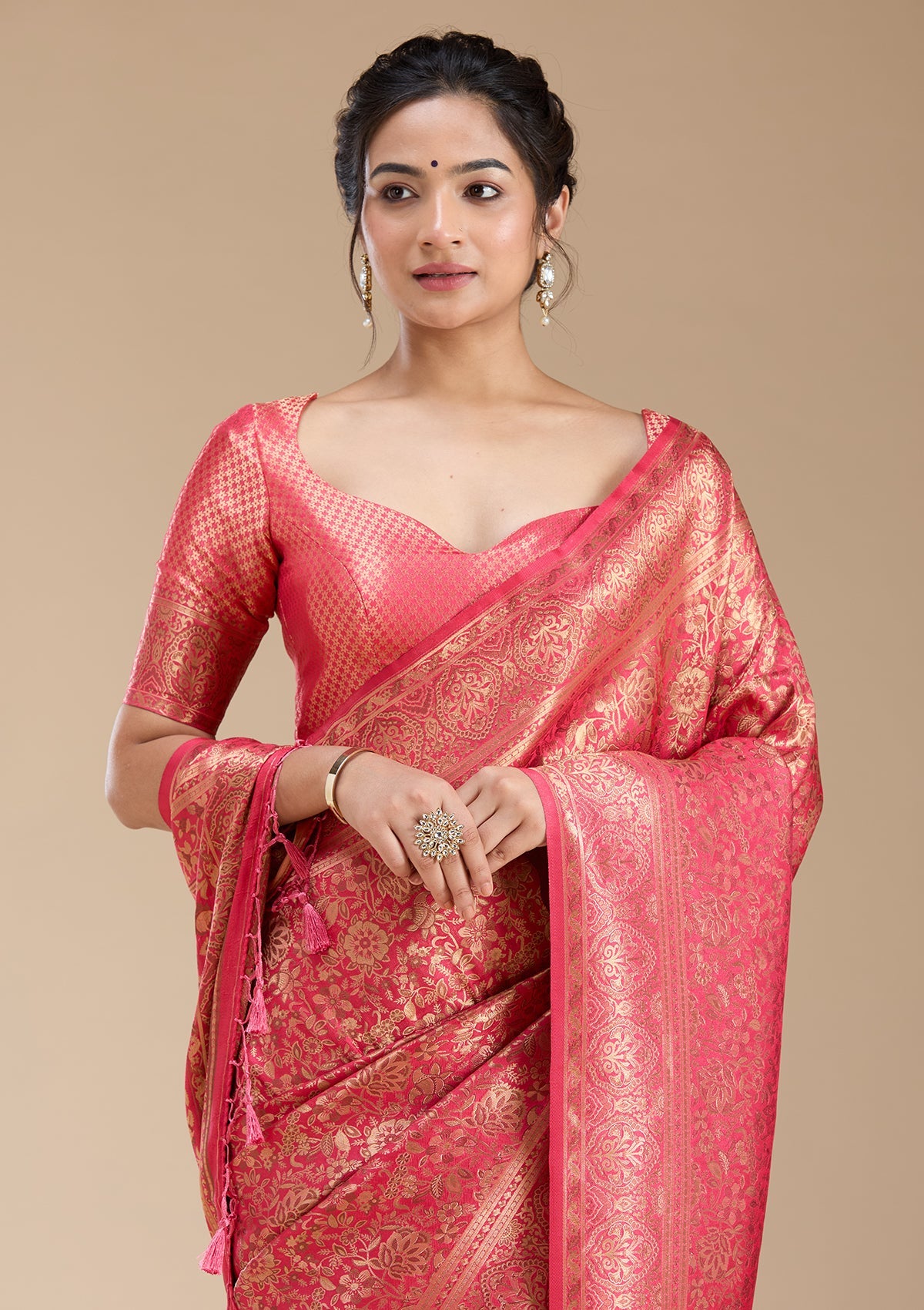 Red Banarasi Silk Saree-koskii