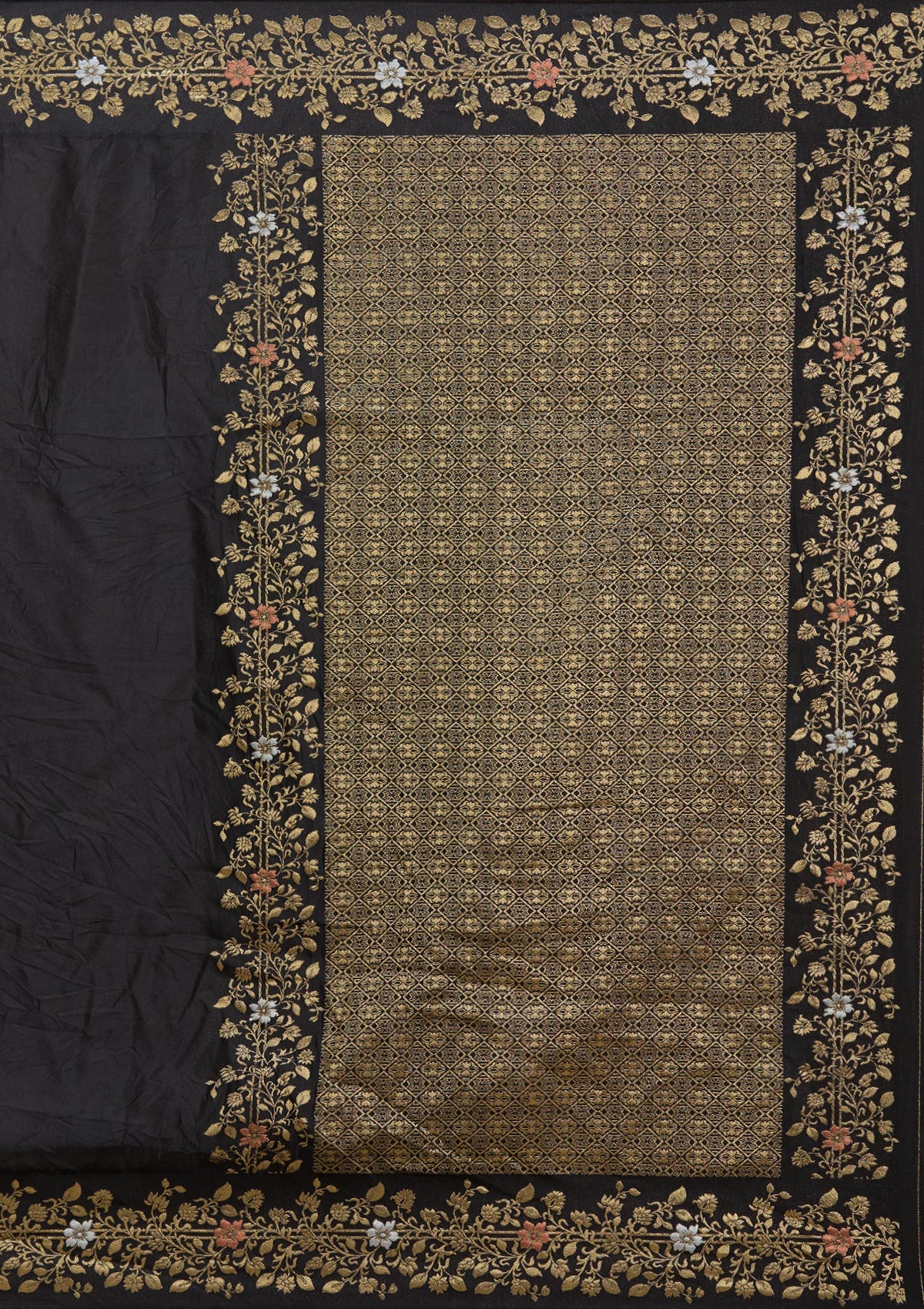 Black Banarasi Silk Saree-Koskii