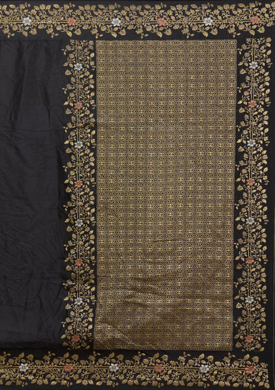 Black Banarasi Silk Saree-Koskii