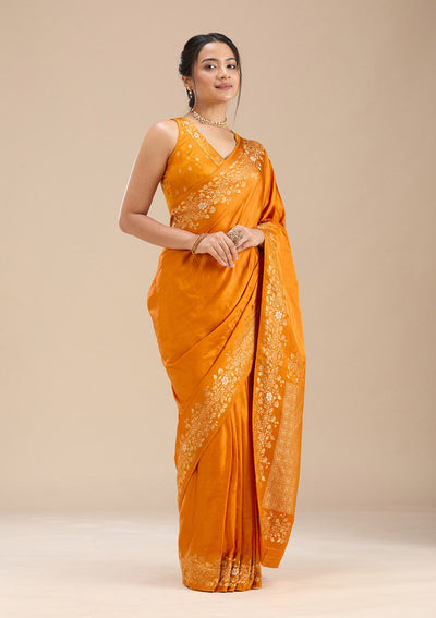 Mustard Banarasi Silk Saree-Koskii
