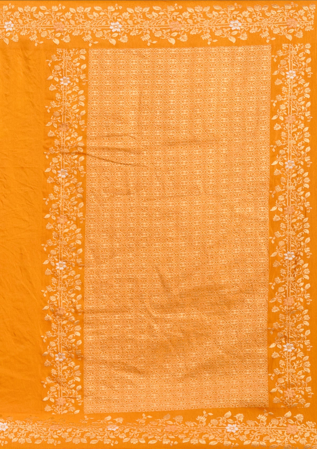 Mustard Banarasi Silk Saree-Koskii
