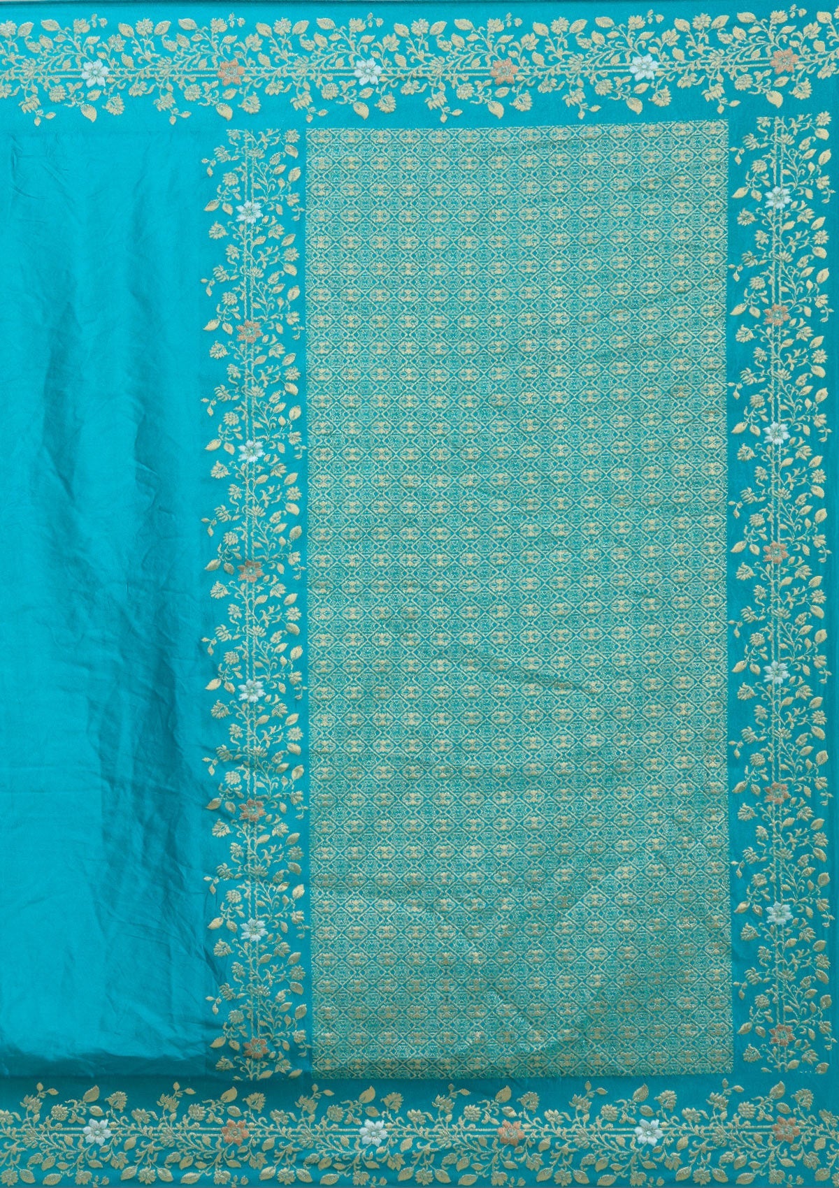 Peacock Blue Banarasi Silk Saree-Koskii