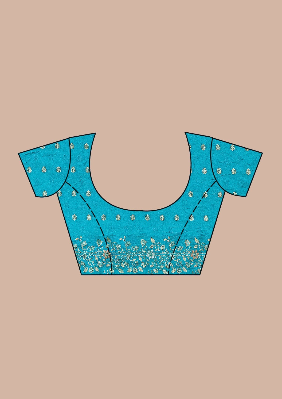 Peacock Blue Banarasi Silk Saree-Koskii