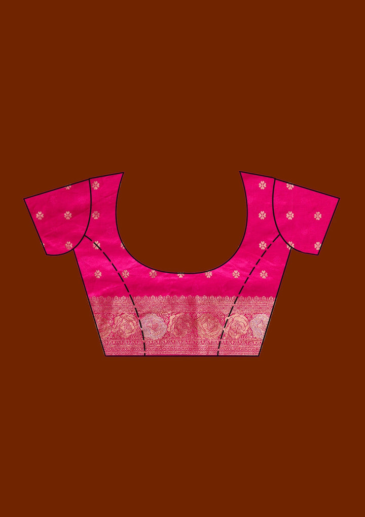 Rani Pink Zariwork Crepe Silk Saree-Koskii