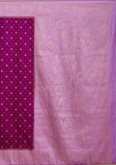 Purple Banarasi Satin Silk_Saree-koskii