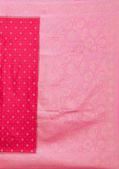 Rani Pink Banarasi Satin Silk Saree-Koskii