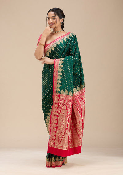 Bottle Green Banarasi Silk Silk Saree-Koskii