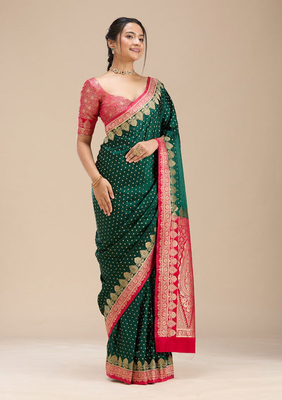 Bottle Green Banarasi Silk Silk Saree-Koskii