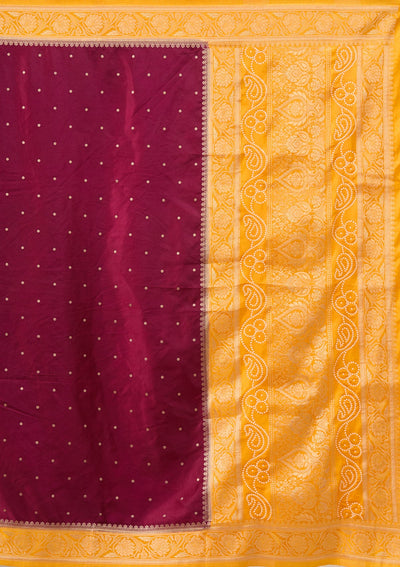 Maroon Banarasi Satin Silk Saree-Koskii