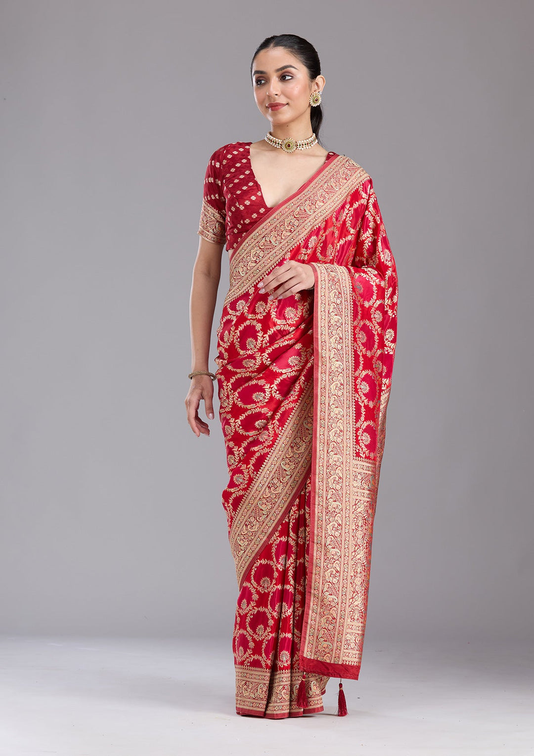 Red Banarasi Silk Saree-koskii