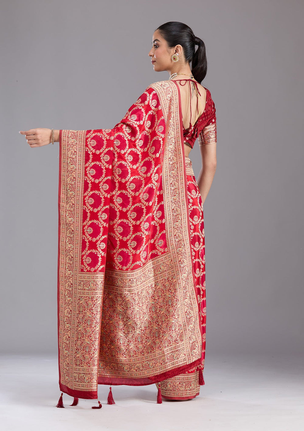 Red Banarasi Silk Saree-koskii