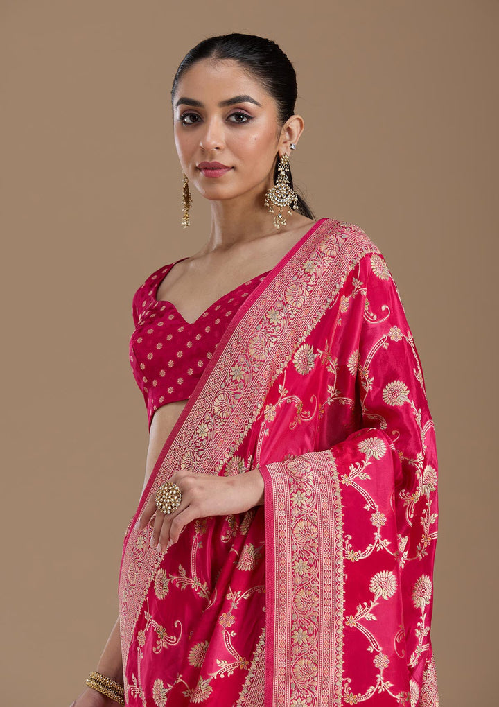 Beige Banarasi Satin Silk_Saree-koskii