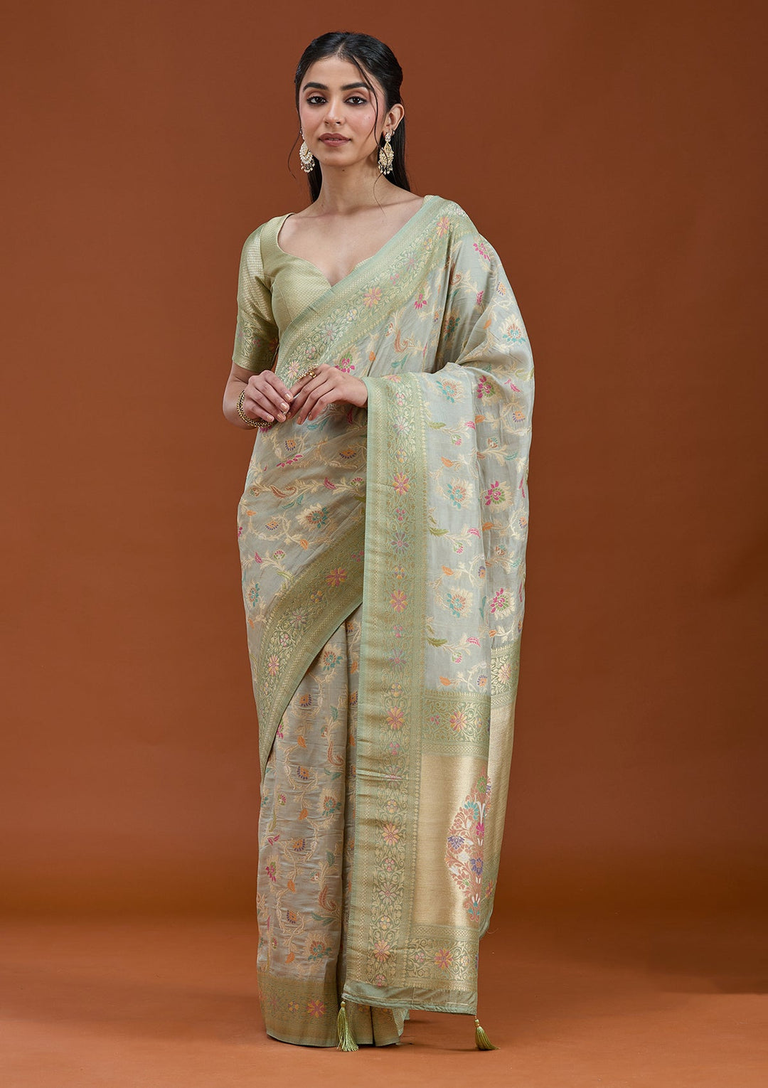 Pista Green Null Silk Silk_Saree_koskii