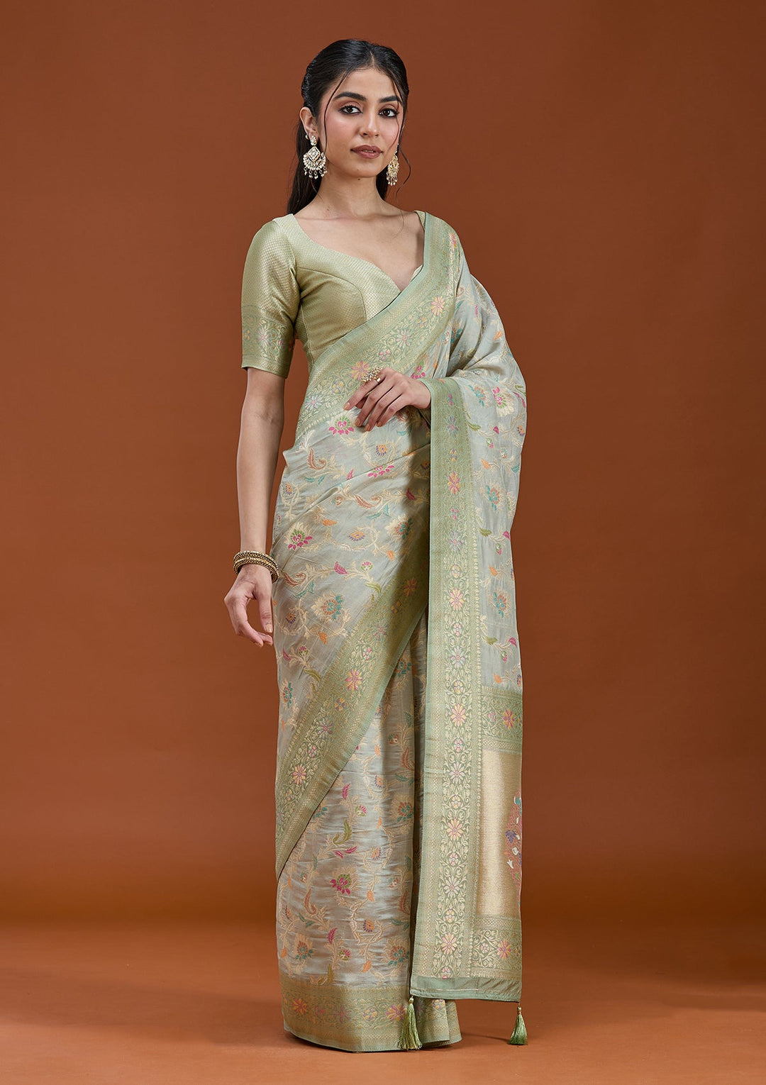 Pista Green Null Silk Silk_Saree_koskii