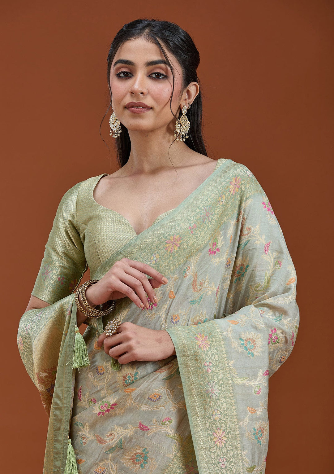 Pista Green Null Silk Silk_Saree_koskii
