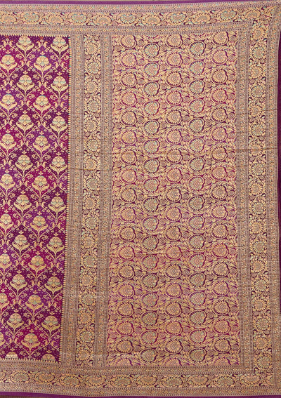 Purple Stonework Silk Saree-koskii