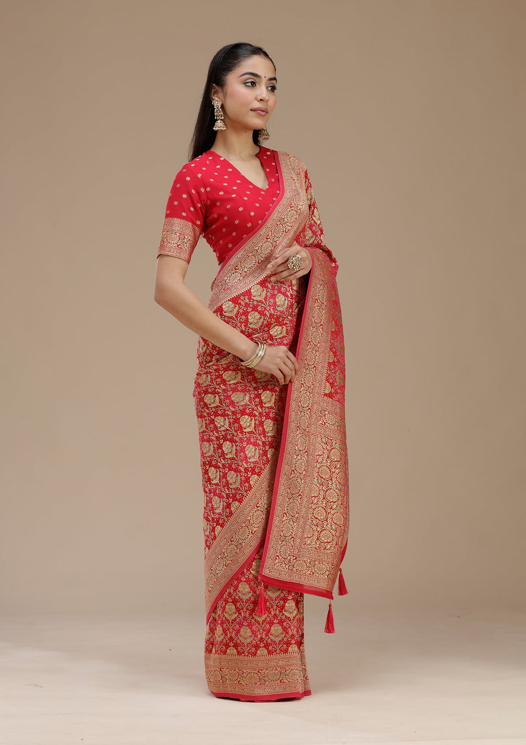 Rani Pink Banarasi Silk Saree_koskii