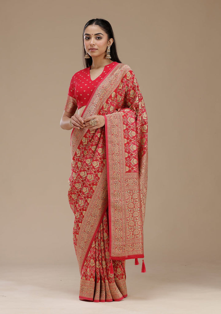 Rani Pink Banarasi Silk Saree_koskii
