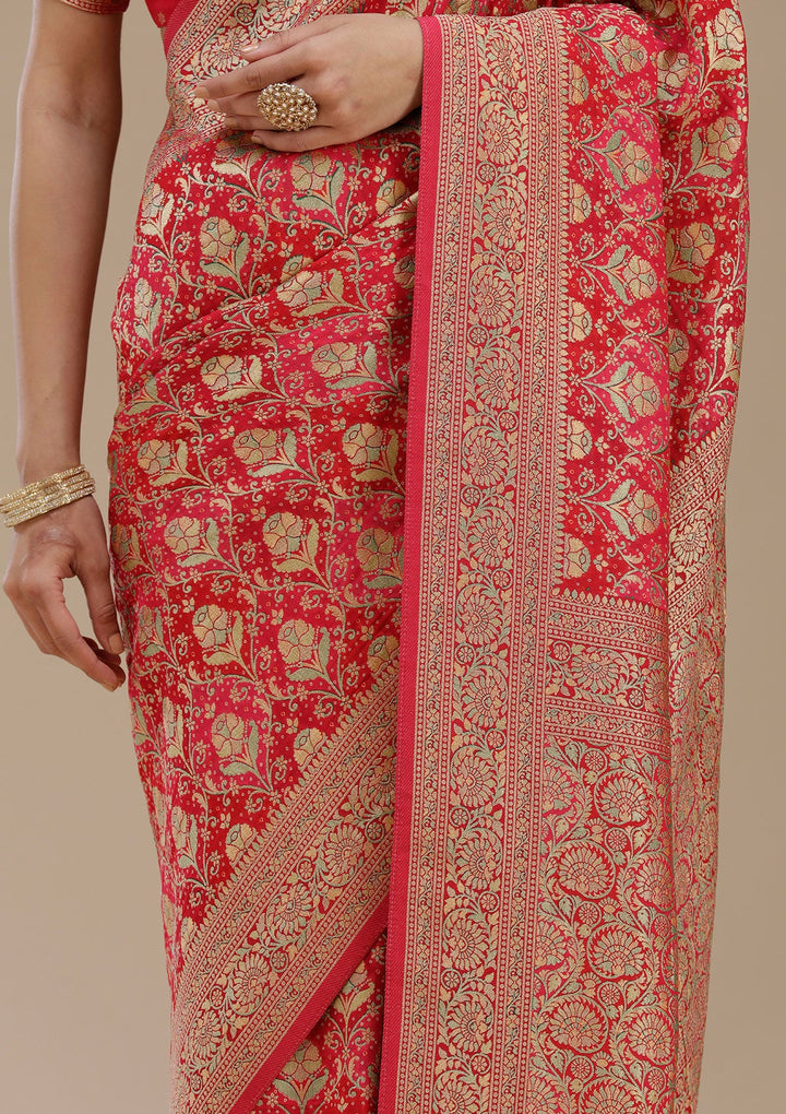 Rani Pink Banarasi Silk Saree_koskii