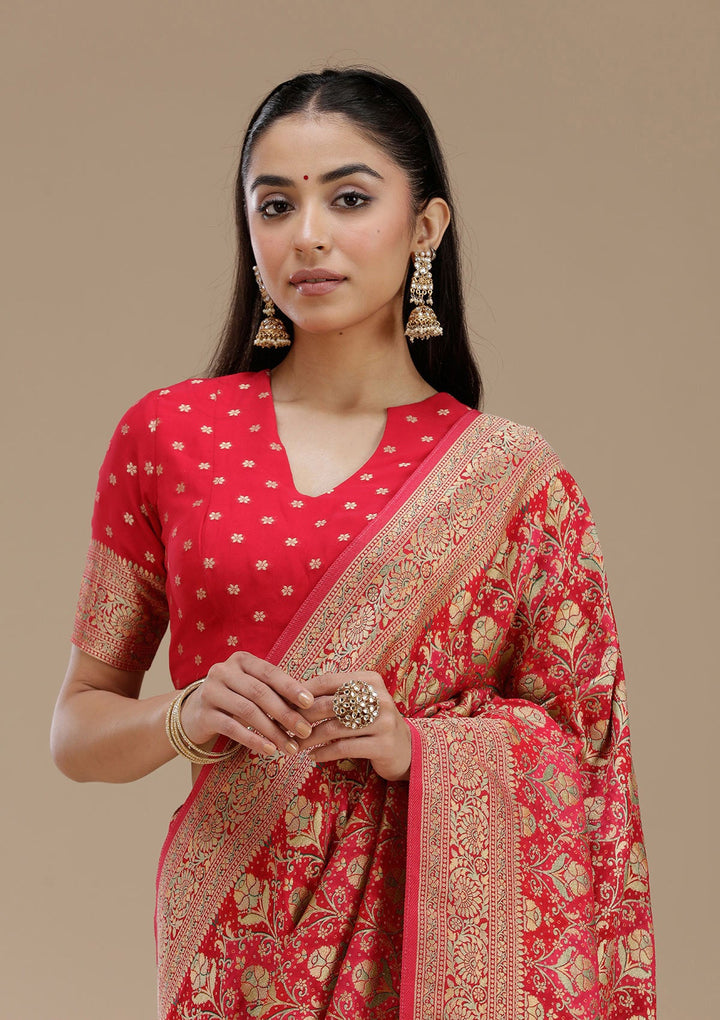 Rani Pink Banarasi Silk Saree_koskii